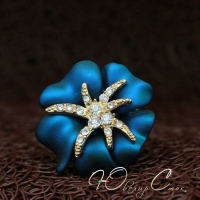 Кольцо "Морская звезда на синем цветке" (16.0 размер в наличии)