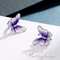 Серьги с бабочками и кристаллами Сваровски "Фиолетовые бабочки"