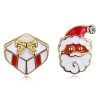 Асимметричные сережки с эмалью "Gift from Santa"