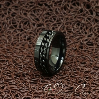 Черное кольцо с цепочкой "Римские цифры" (17.3 18.2 19.0 20.0 20.7 размеры в наличии)
