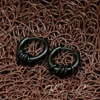 Черные серьги кольца из нержавеющей медицинской стали "Визави"
