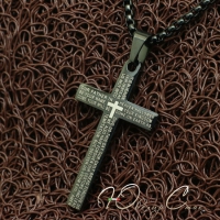 Черный крестик из медицинской нержавеющей стали "Молитва"